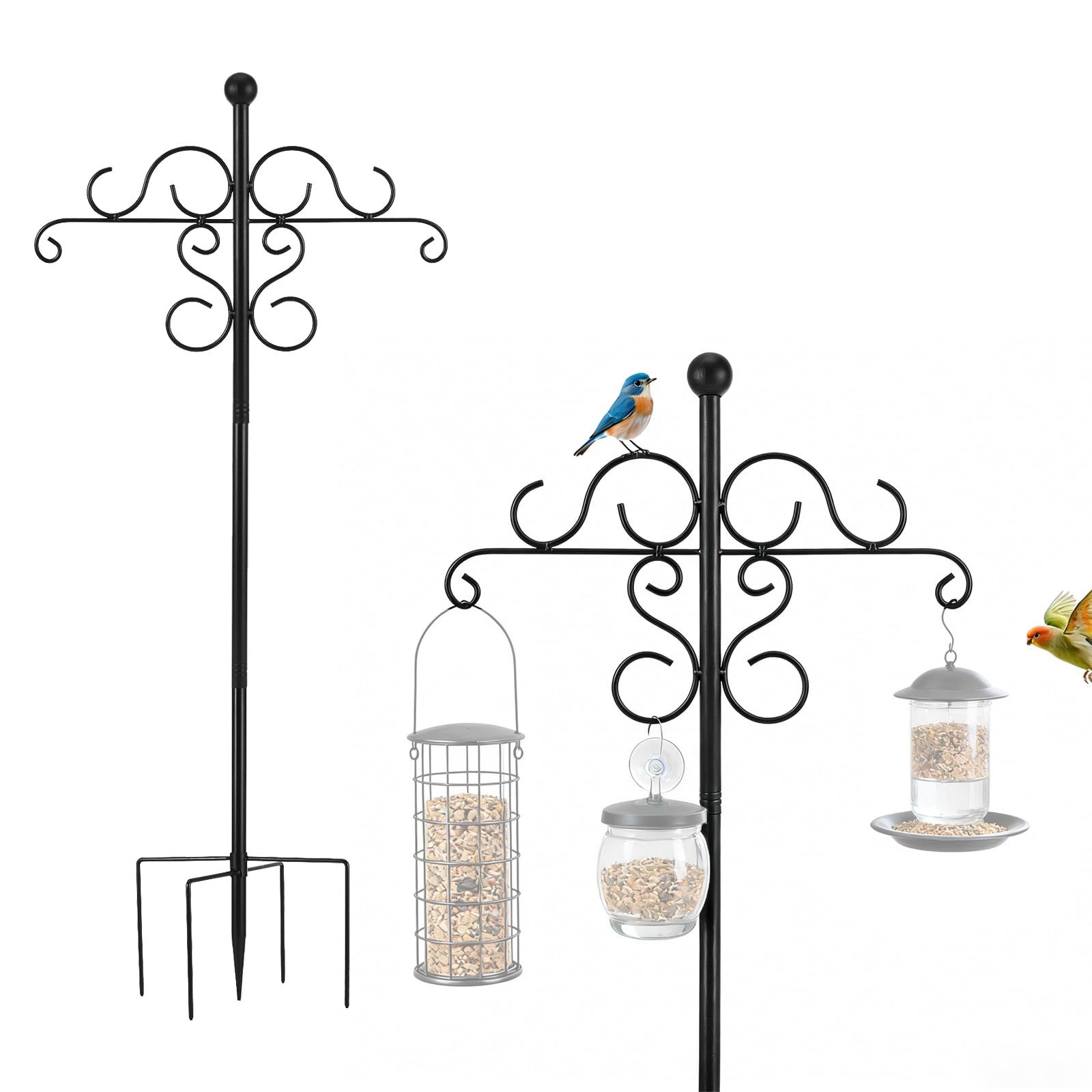 Heavy Duty Bird Feeder Pole Stand, 193cm Bird Feeders Hanging Station