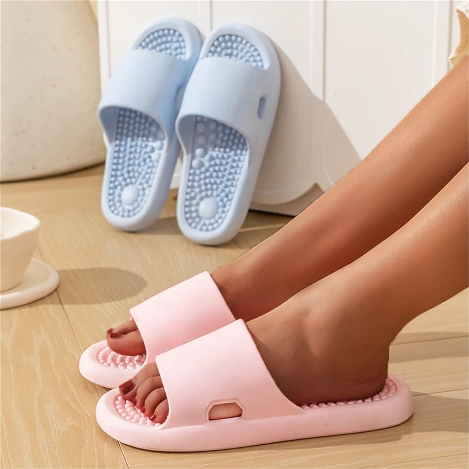 Ciabatte Donna Estive Pantofole estive Tinta Unita, Concise, Antiscivolo, da Bagno, da Interno, da Uomo e da Donna, da Donna(Gray,42-43)