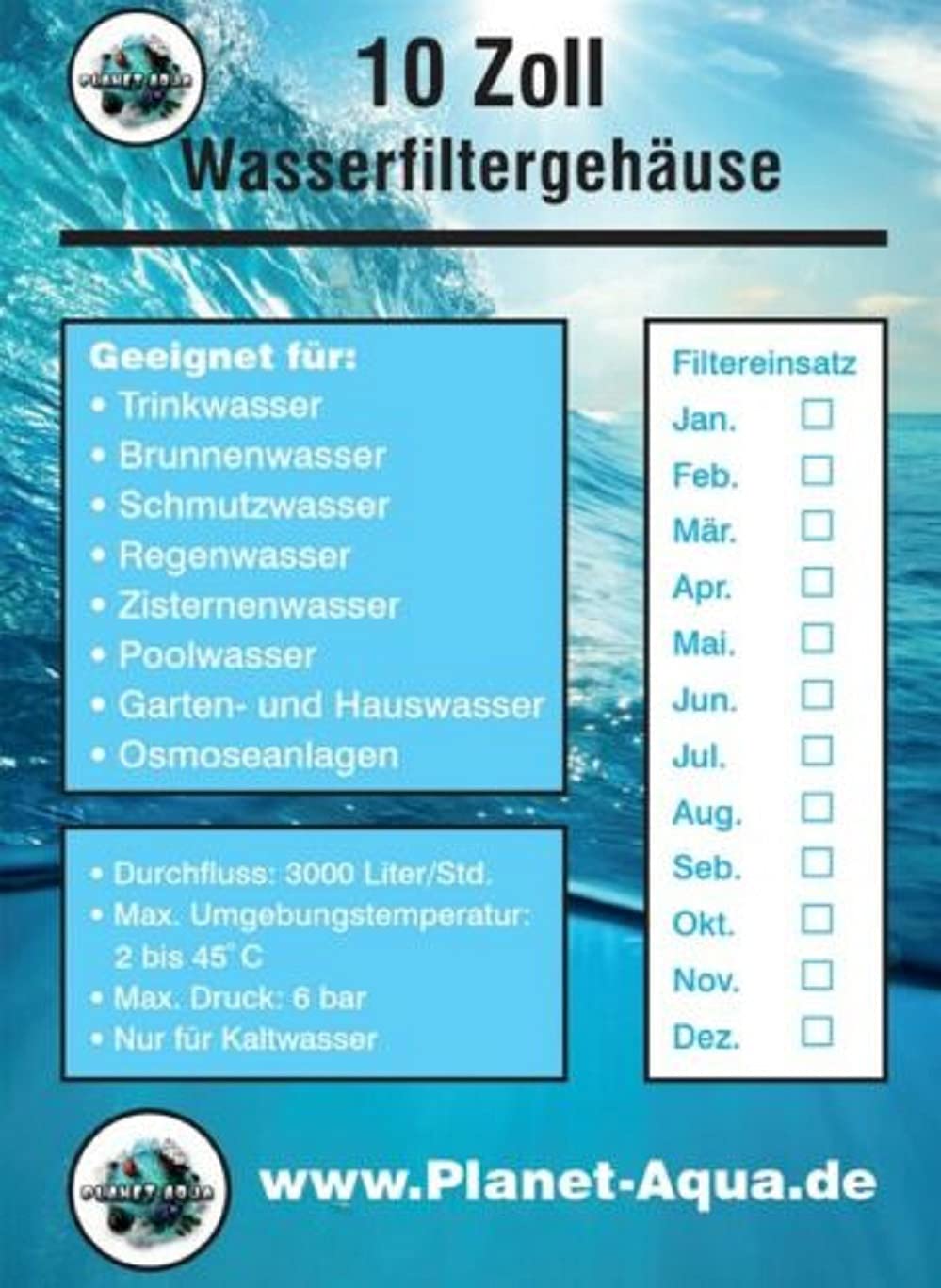Filtergehäuse SET 10 Zoll 1" IG mit 2 x Sediment Wickelfilter Wasserfilterpatrone Kartusche 5 Mikron, Filterschlüssel und Wandhalterung Wasserfilter Hauswasserwerk Garten Pumpen Hauswasserleitung