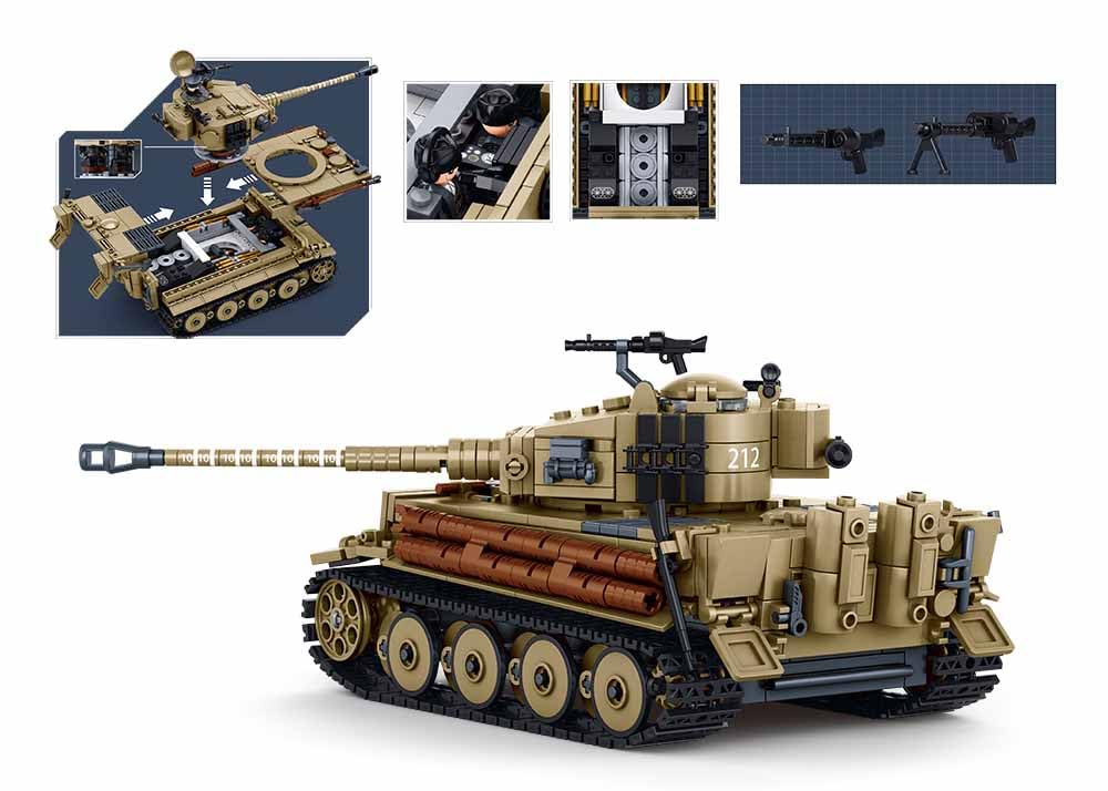 ModelBricks - Carro armato tigre 1/35, 941 pezzi, M38-B1533