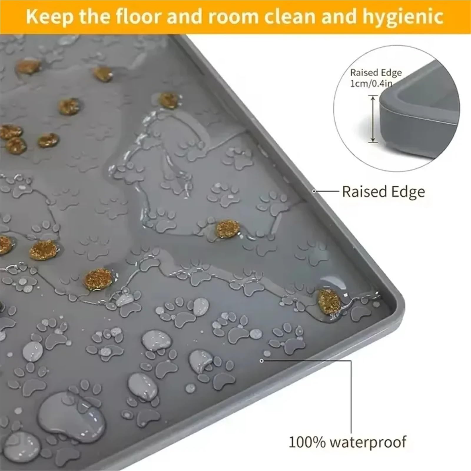 Futtermatten für Haustiere Haustier Tischset Katze Hund Trinken Füttern Feeder Matten Futter Matte Hundefutter Schüssel Silikon Wasserdicht Pet pad wasserdichte(Black,60X40CM)