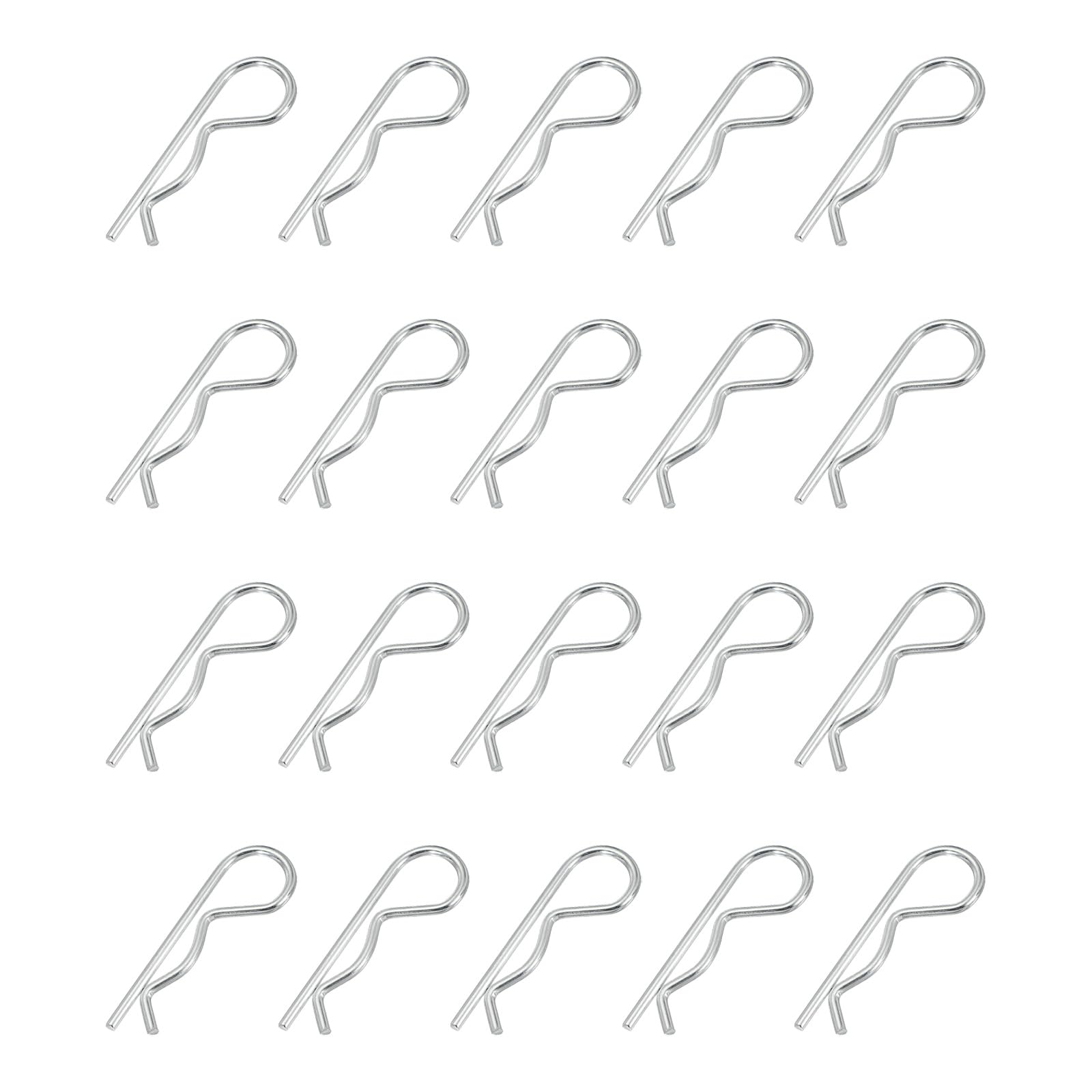 PATIKIL Pasadores de aleta M3 x 65 mm, 20 clips R, alambre de retención de resorte, clip de enganche de acero al carbono resistente para bloqueo de remolque, cortacésped, tractor, carritos, camiones