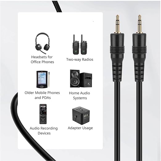 Cable de audio TNP 2.5mm TRS Macho a Macho 3 pies miniatura 5