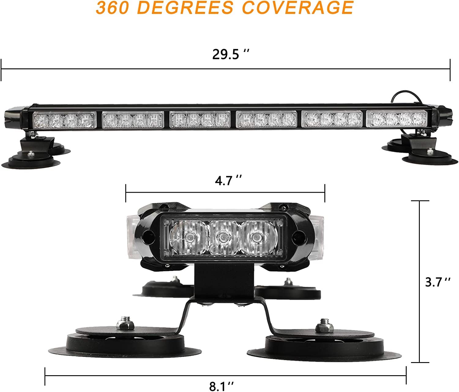 Luce Strobo 54 LED 12/24V 75cm Magnetica Luce Emergneza Avvertenza per Auto Luce Stroboscopica di Emergenza Veicoli di Soccorso