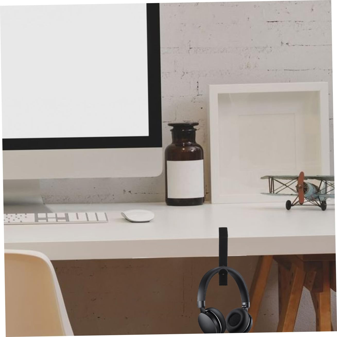 UKCOCO 3piezas Soporte para Auriculares De Hierro Organizador De Auriculares De Pared De Escritorio Diseño Montado Pared para Hogar y Oficina Negro