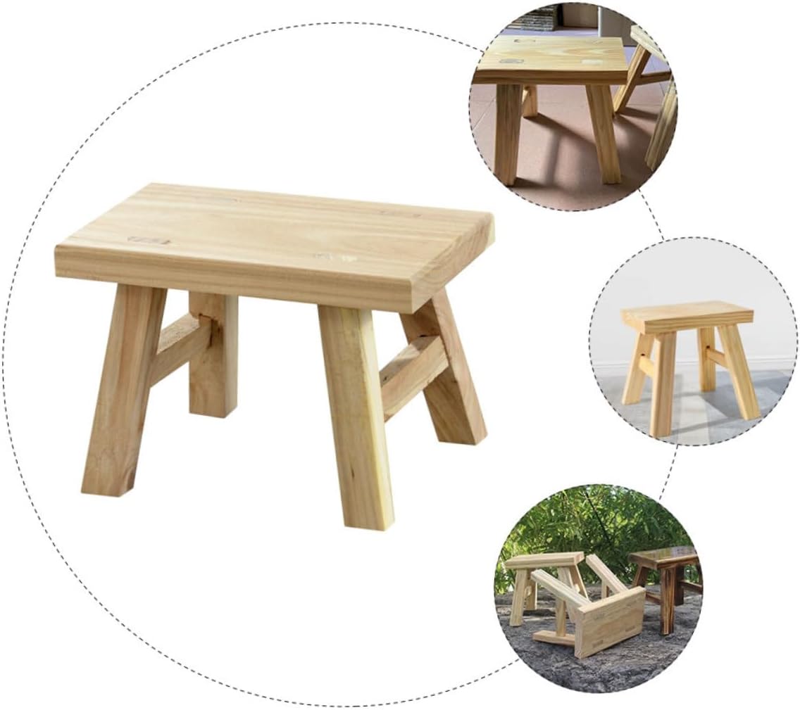 Cabilock Comfortable Boy Girl Low Wooden Stool Portable Boy Girl Step Stool for Shoe Changing Bathroom and Kitchen Use Non-Slip Design Height for Toilet Training and Easy Access to Counters
