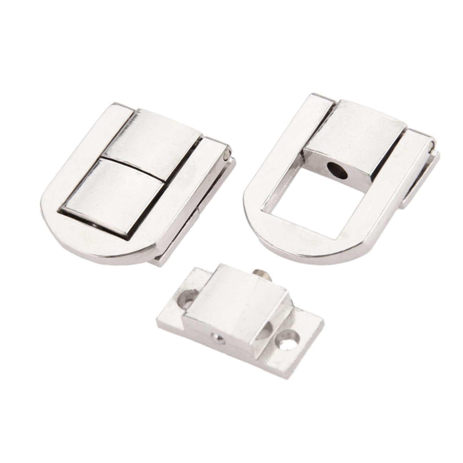 SHALLEZSOU Key Hasp Lock 2pcs Antique Box Hasps Alloy Lock Catch Latches for Jewelry Chest Suitcase Buckle Clip Clasp Vintage Silver Hardware(25x30mm 2pcs)