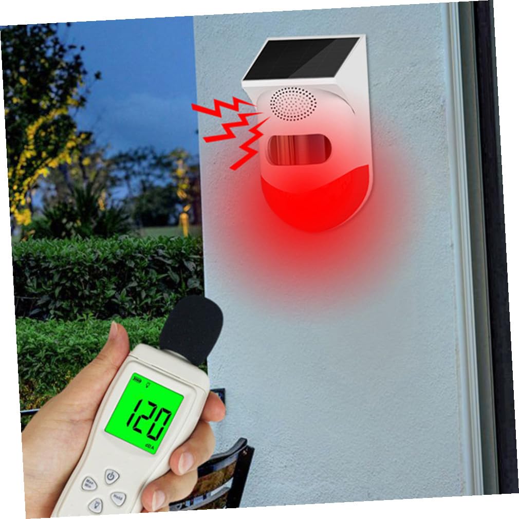 Allarme Infrarossi da Esterno Solare Rosso IP67 in ABS e Silicio | Sensore Infrarossi da Esterno Allarme Giardino, Allarme Forte, per Casa, 1 Pezzo