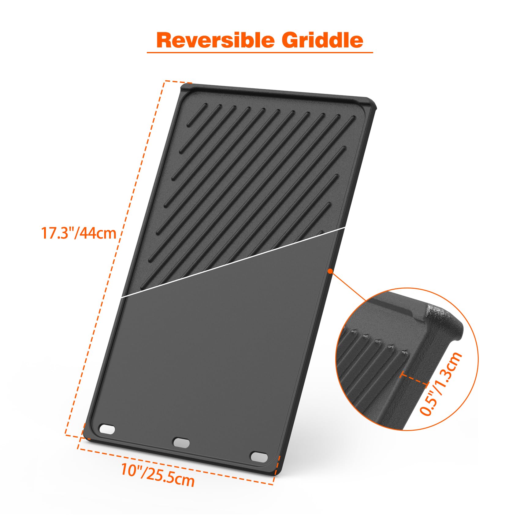 onlyfire Plancha Barbacoa de Hierro Fundido para Weber Spirit Serie 200 con Mandos Up Front y Parrillas Spirit II Serie 200, Spirit E/S-210, E/S-220, Plancha Reversible, Repuesto para Weber 7637