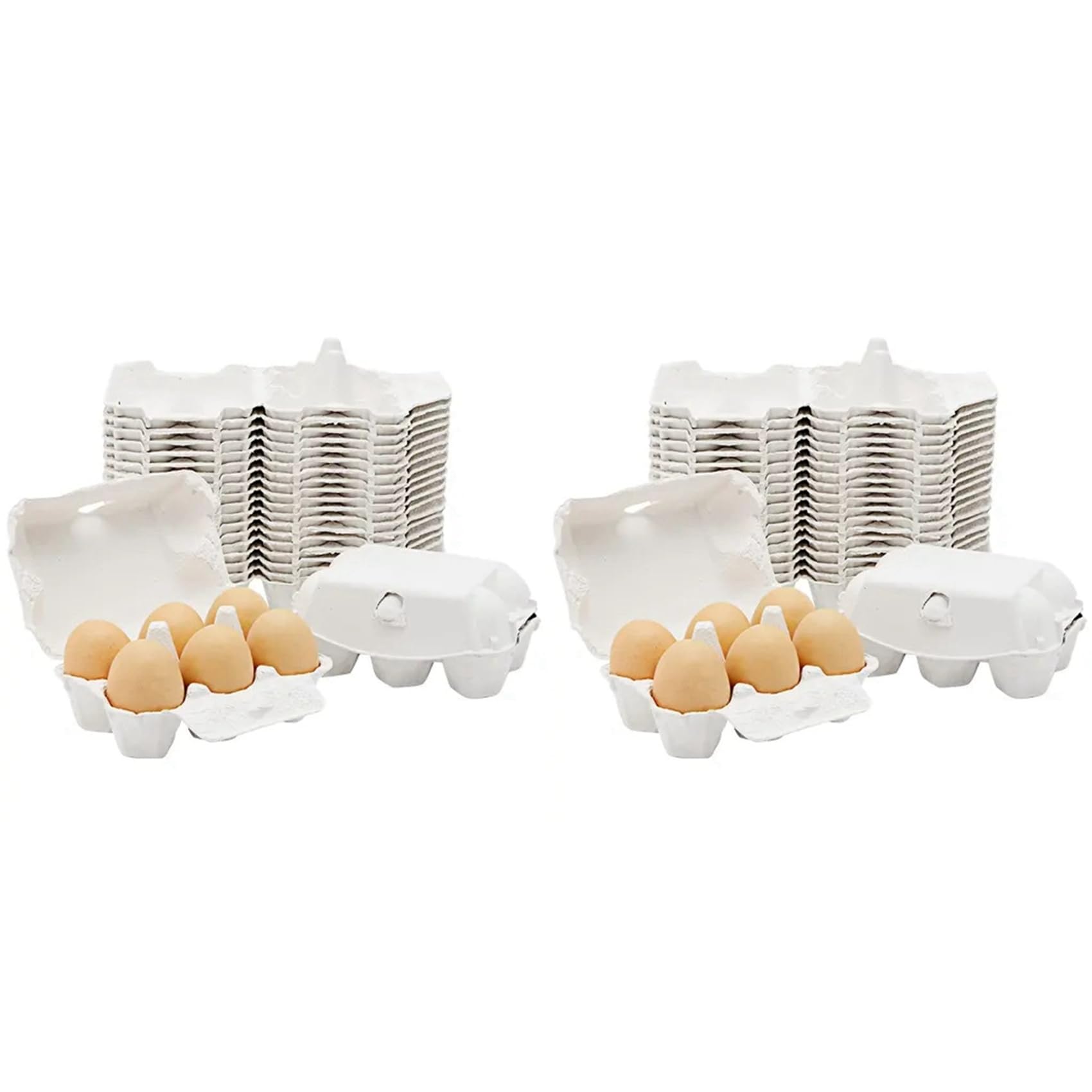 Aundhegrtt 100 Pieces Paper Egg Cartons for Chicken Eggs Pulp Fiber Holder Bulk Holds 6 Count Eggs Farm Market Travel