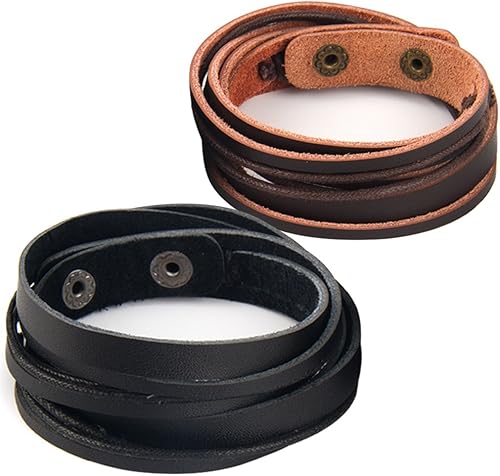 Pulsera ajustable de cuero genuino vintage hecha a mano