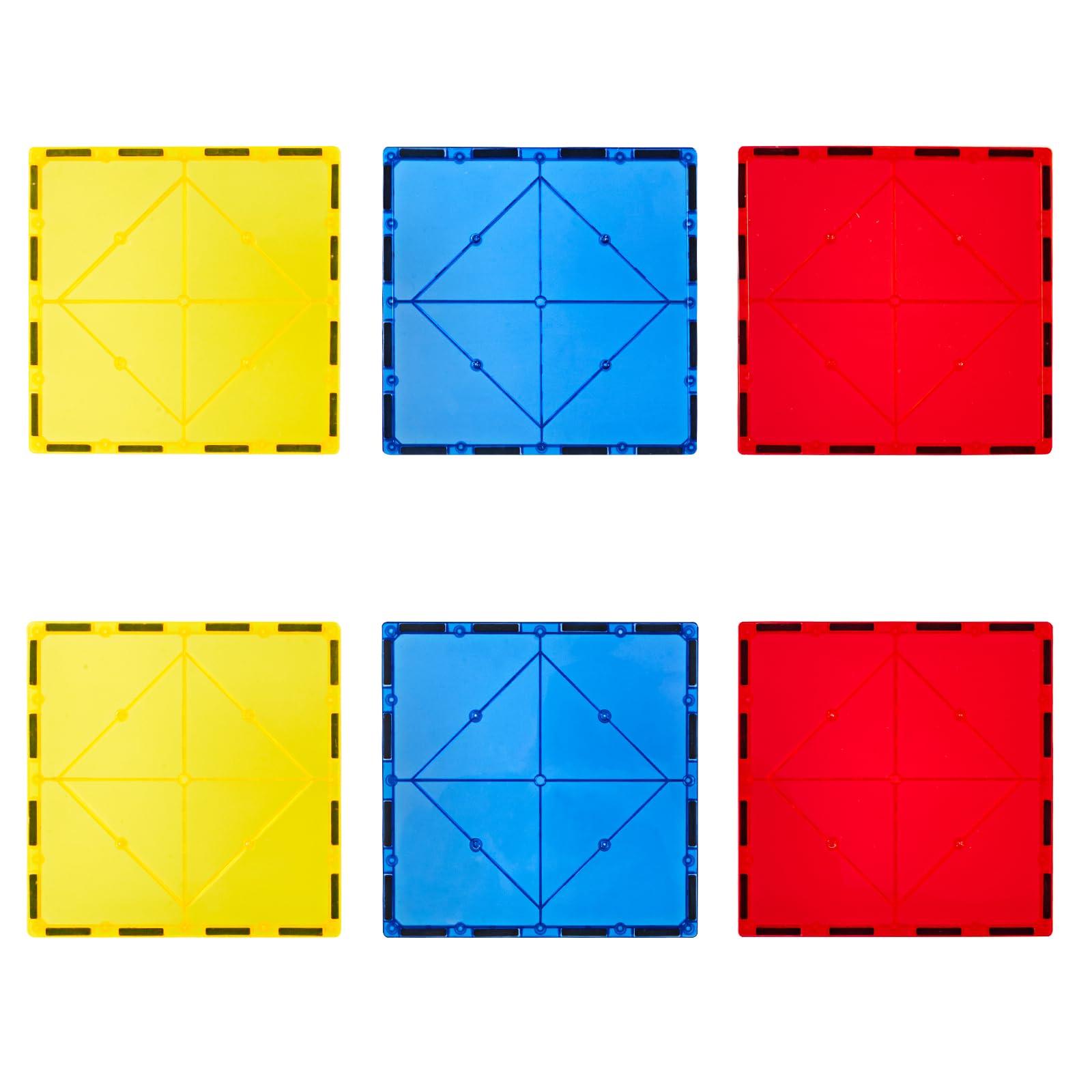 Gemmicc 6 PCS Large Magnetic Tiles,Jumbo Magnet Base Plates,STEM Magnetic Building Blocks for Kids Boys Girls