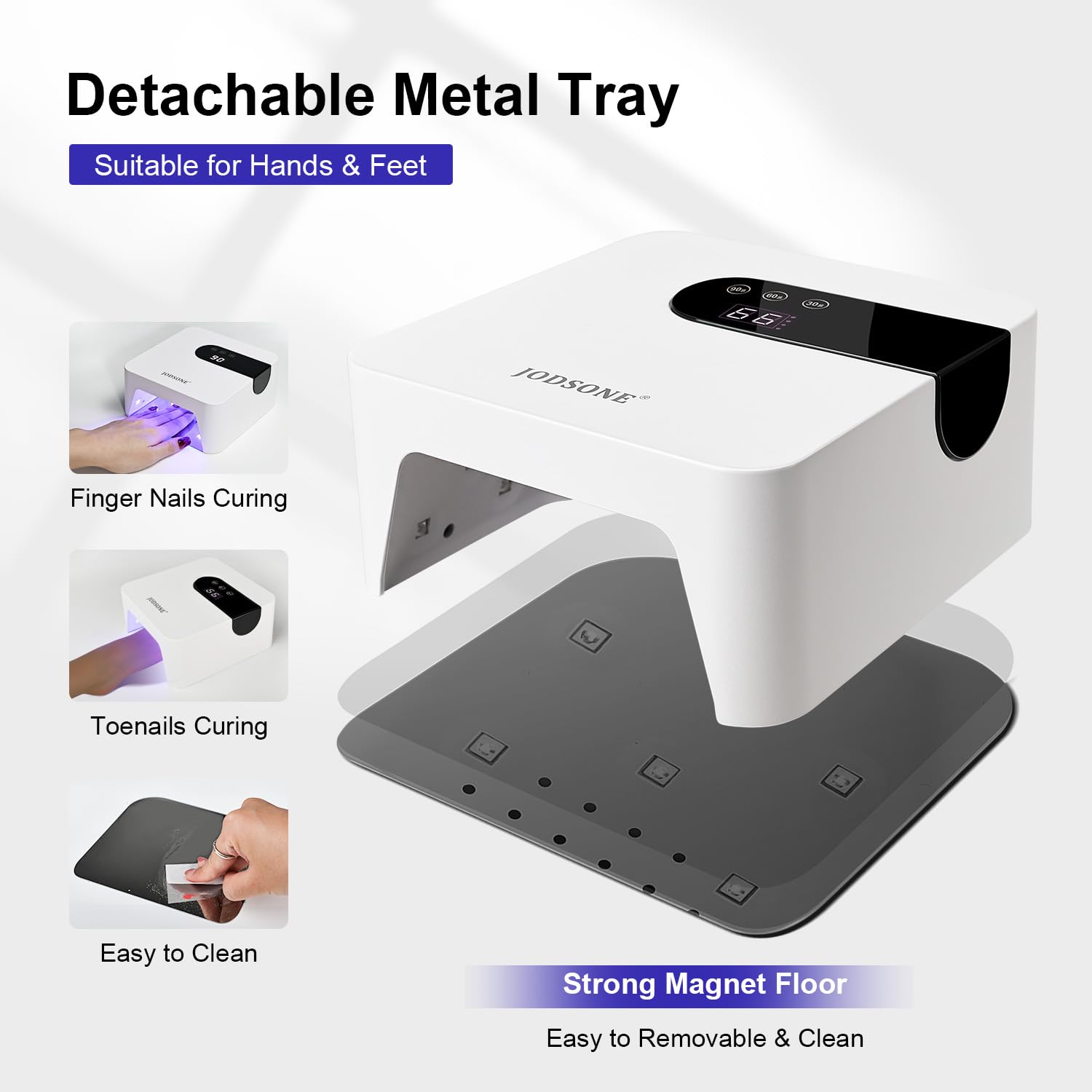 JODSONE White Mini UV Nail Lamp, Rechargeable Portable Nail Dryer for Gel Polish with 3 Timers & LCD Display - Image 3