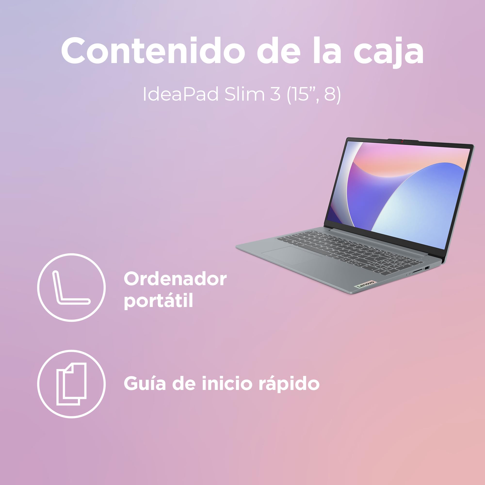 Lenovo IdeaPad Slim 3 Gen 8 – Ordenador Portátil 15.6" FHD (AMD Ryzen 5 40, 16 GB RAM, 512 GB SSD, Gráficos Radeon 610M, Wi-Fi 6, USB-C, Sin Sistema Operativo) Teclado QWERTY en Español – Gris Ártico