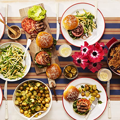 Martha Stewart Cliffield 16 Pc Porcelain Dinnerware Set - White W/Red Rim, Service For 4 (16Pcs) #TOP4