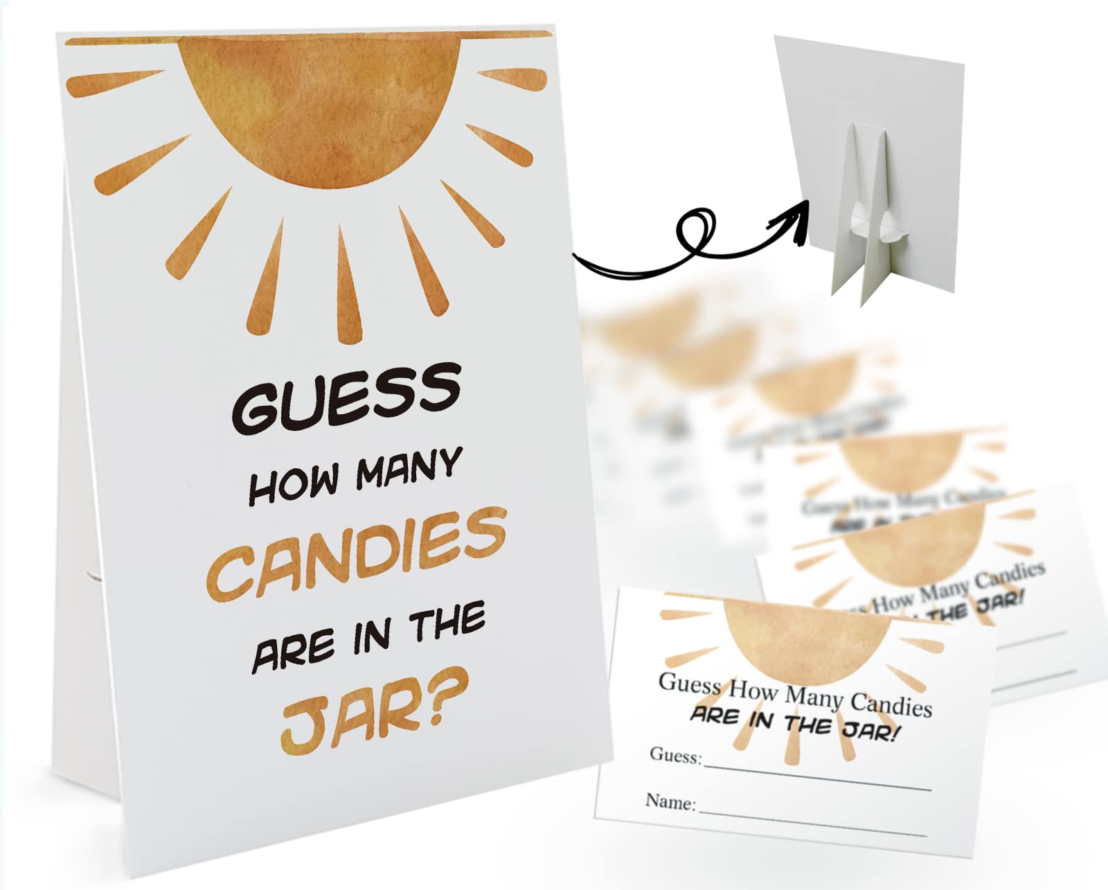 Photo 1 of **ONLY GUESSING CARDS**Candy Guessing Game Cards-1 Sign 8x11" and 50 Cards, Sun How Many Game Sign, for Boys Girls Birthday Party, Baby Shower, Party Games Activities and Decorations 07