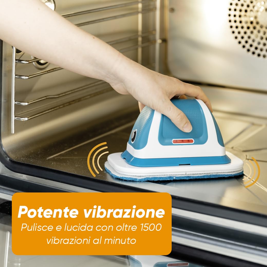 Mediawave Store - Lavapavimenti Lucidatrice Multifunzione, Scrubber Elettrico Multisuperficie Wireless, Spazzola per Pulizia della Casa con Tecnologia a Vibrazioni, Lava Pavimenti con Asta Telescopica