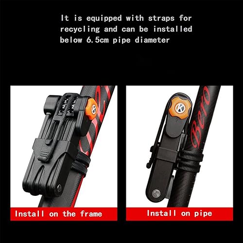 Miniatura 7 de Candado de cadena para bicicleta con combinación de 4 dígitos, 8 eslabones de metal endurecido, cerradura de seguridad plegable para bicicletas de