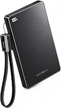 MATECH Mobile Battery, 10,000 mAh, Maximum 35 W Output, USB-C & USB-C Cable Included, Display Compatible, Compatible with iPhone 17/16, Android, iPad, and Other Devices (Black)