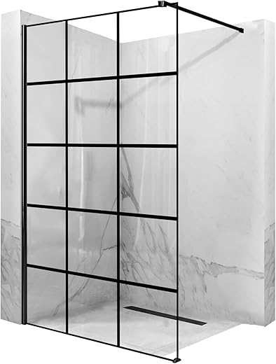 DE BESTE REA DOUCHEWAND: GLAZEN SCHEIDINGSWAND VOOR WALK-IN DOUCHE IN 8 MM ZWART MAT MET NANO-COATING VAN HOGE KWALITEIT