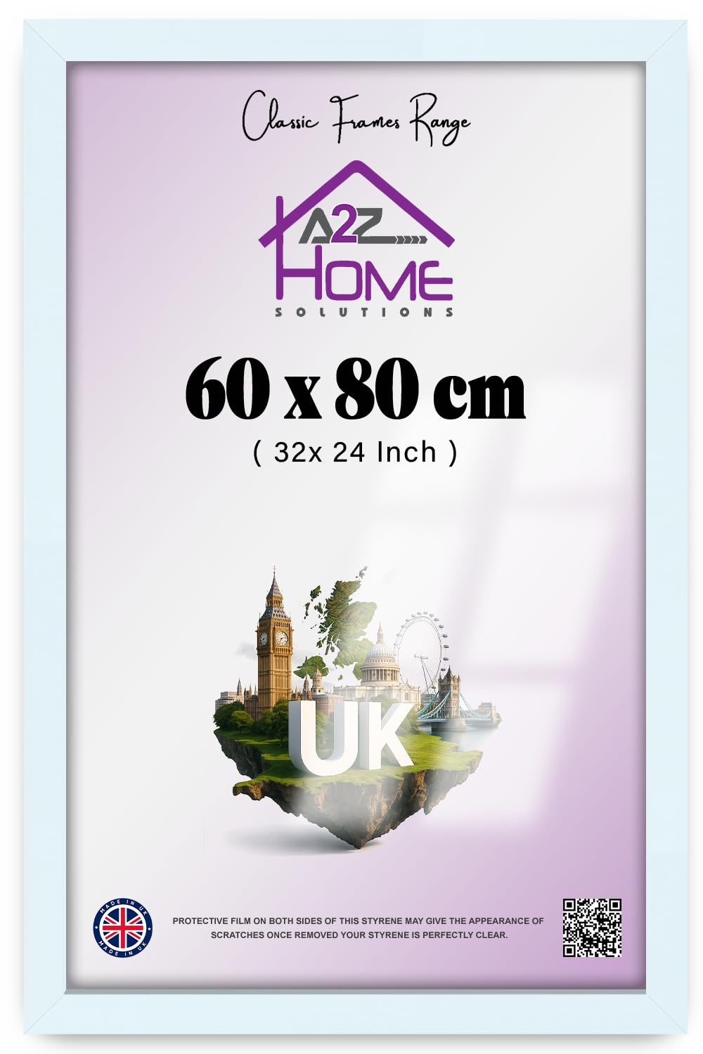 A2Z Home Solutions® Wall Floating Poster Frame 80x60 White Frame Family Photo Print Picture Painting Durable MDF Wood With Clear HD Perspex 30x15 MM Moulding