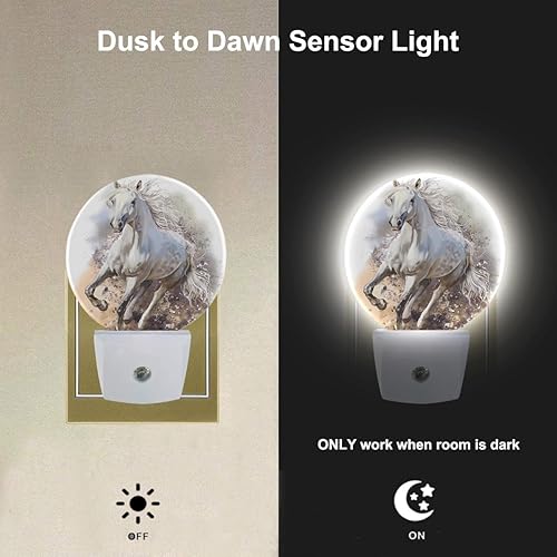 Miniatura 2 de EKOBLA Caballo Correr Luz nocturna LED Caballo Dramático Puesta de sol cielo atardecer a amanecer, luces nocturnas enchufables, sensor automático