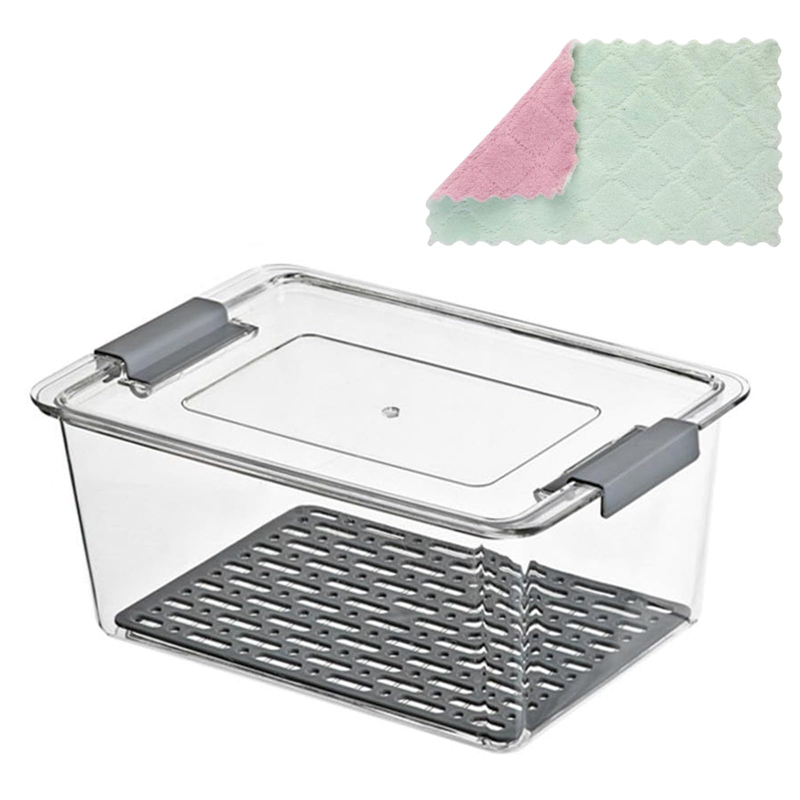 Airtight Cheese Storage Container for Fridge with Removable Drain Tray, BPA-Free Plastic Box Organizer – 25x16.5x11.5cm, Stackable & Mold-Resistant Fridge Organisers for Cheese Chunks & Slices(1 PCS)