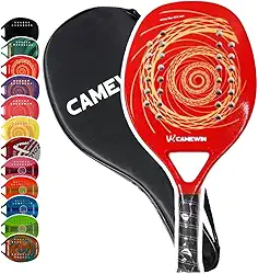 Raquete Beach Tennis Fibras Carbono e Vidro com núcleo soft EVA - Camewin - Nota Fiscal - Original produto no Brasil ((VERMELHO))