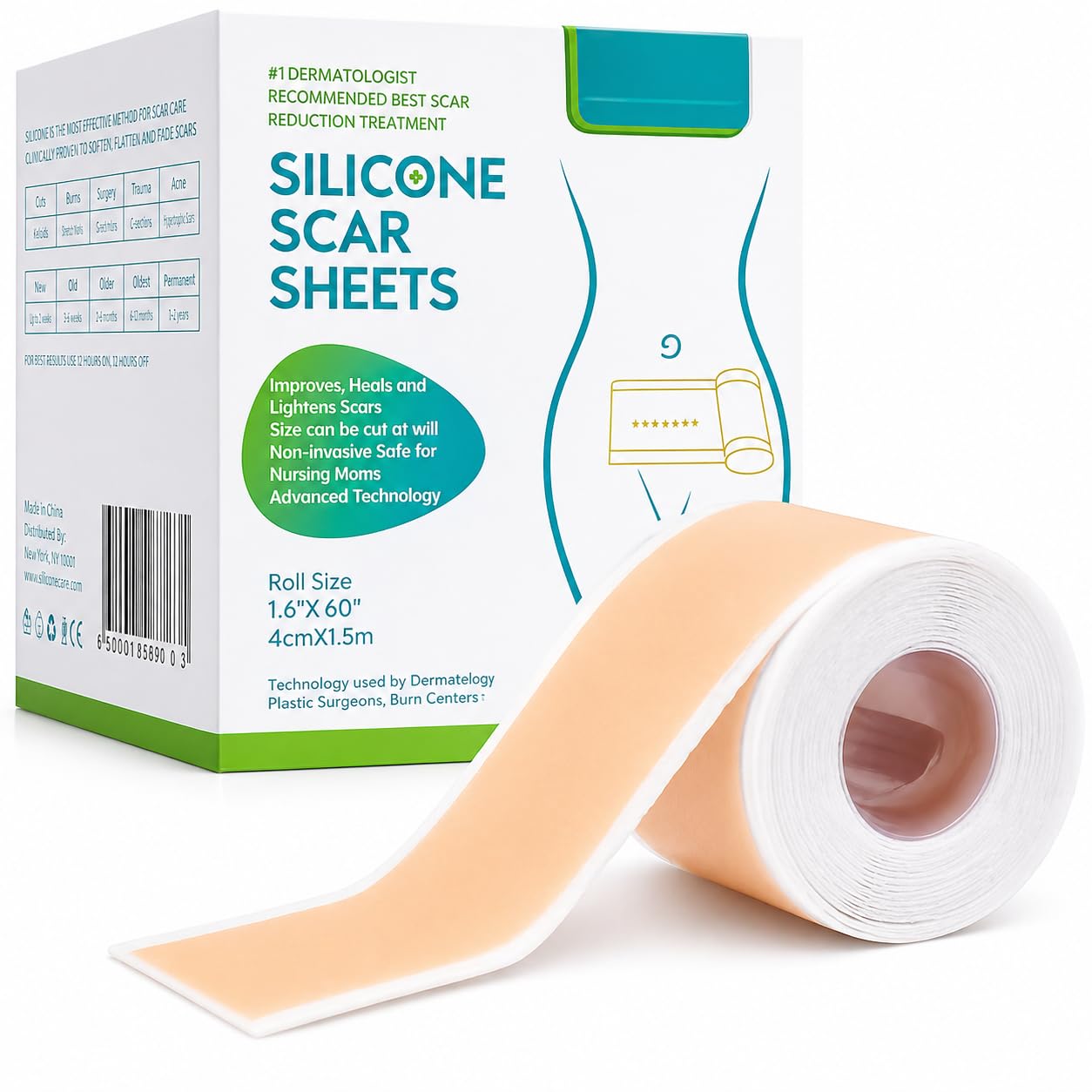 Silicone Scar Sheets,Silicone Scar Tape,Scar Tape For Surgical Scars,Silicone Scar Removal Strips For Surgical,C-Section,Tummy Tuck,Keloid Scars,Acne Scars, Reusable (1.6"X 60" Roll-1.5M)-image-43