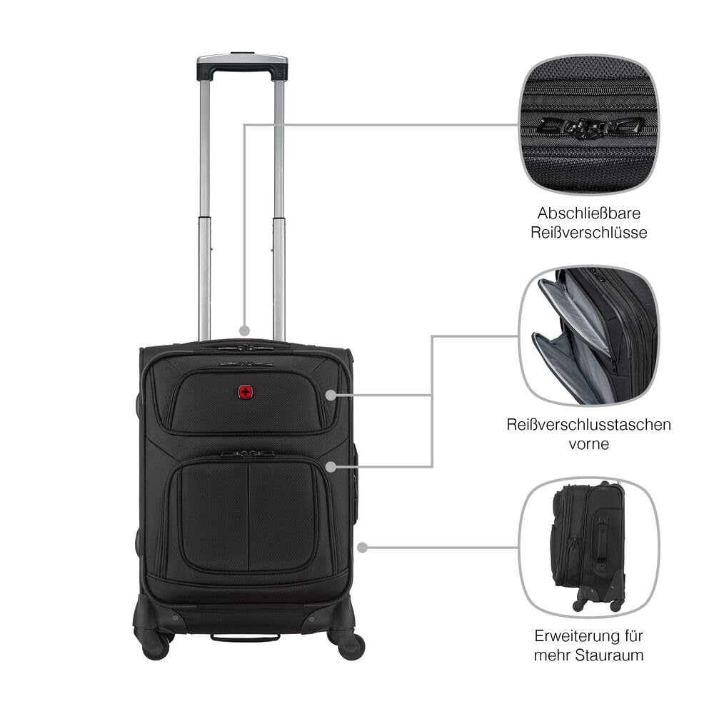 WENGER Sion Handgepäck Koffer, Weichschale Trolley, 40/45 l Erweiterbar