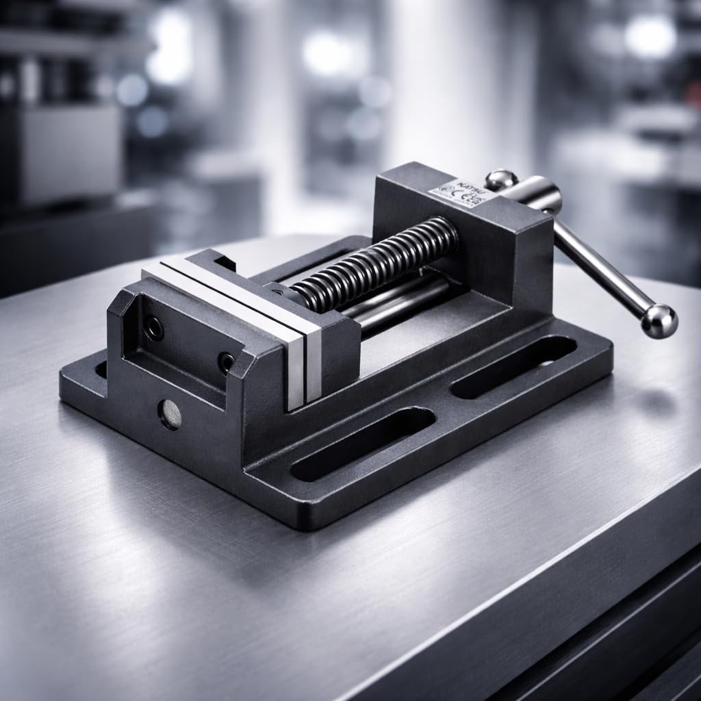 KATSU Morsa per Trapano a Colonna 4" (100mm) con Barra di Guida, Morsetto da Banco per Trapano a Colonna di Qualità Professionale per Officina e Fresatrici 4022704
