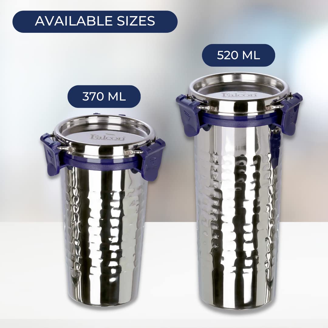 PDDFALCON EcoNxt Stainless Steel Tumbler with Steel Lid, Extra Clamp, 100% Leakproof, BIS Certified, Jindal Seal, Made in India. Ideal for Office, Gym, Travel Drinking Cup (520ml H) 3