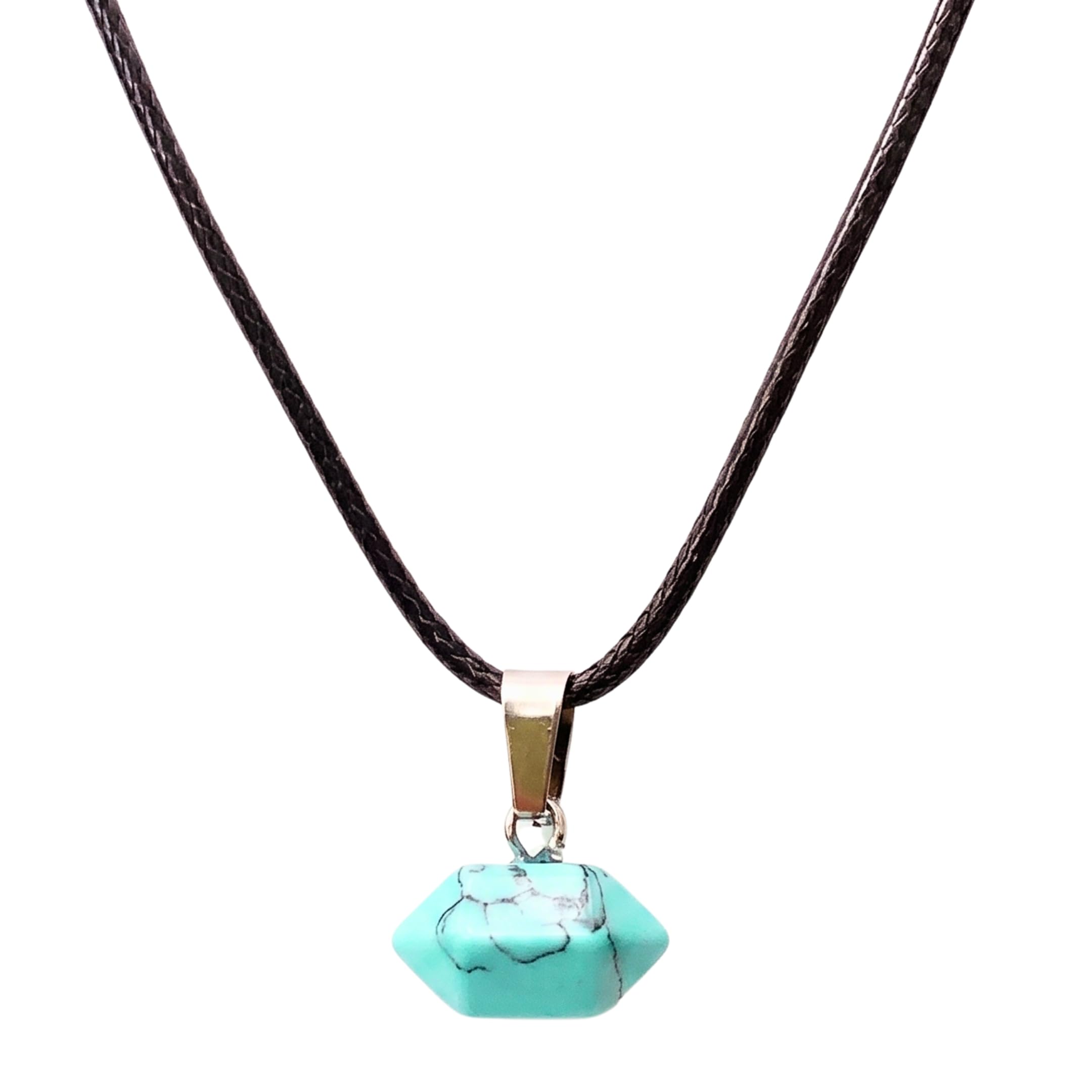 MALACHITE - Natural Crystal Pendant with 19inch Leather Rope Chain for Men & Boys-image-30