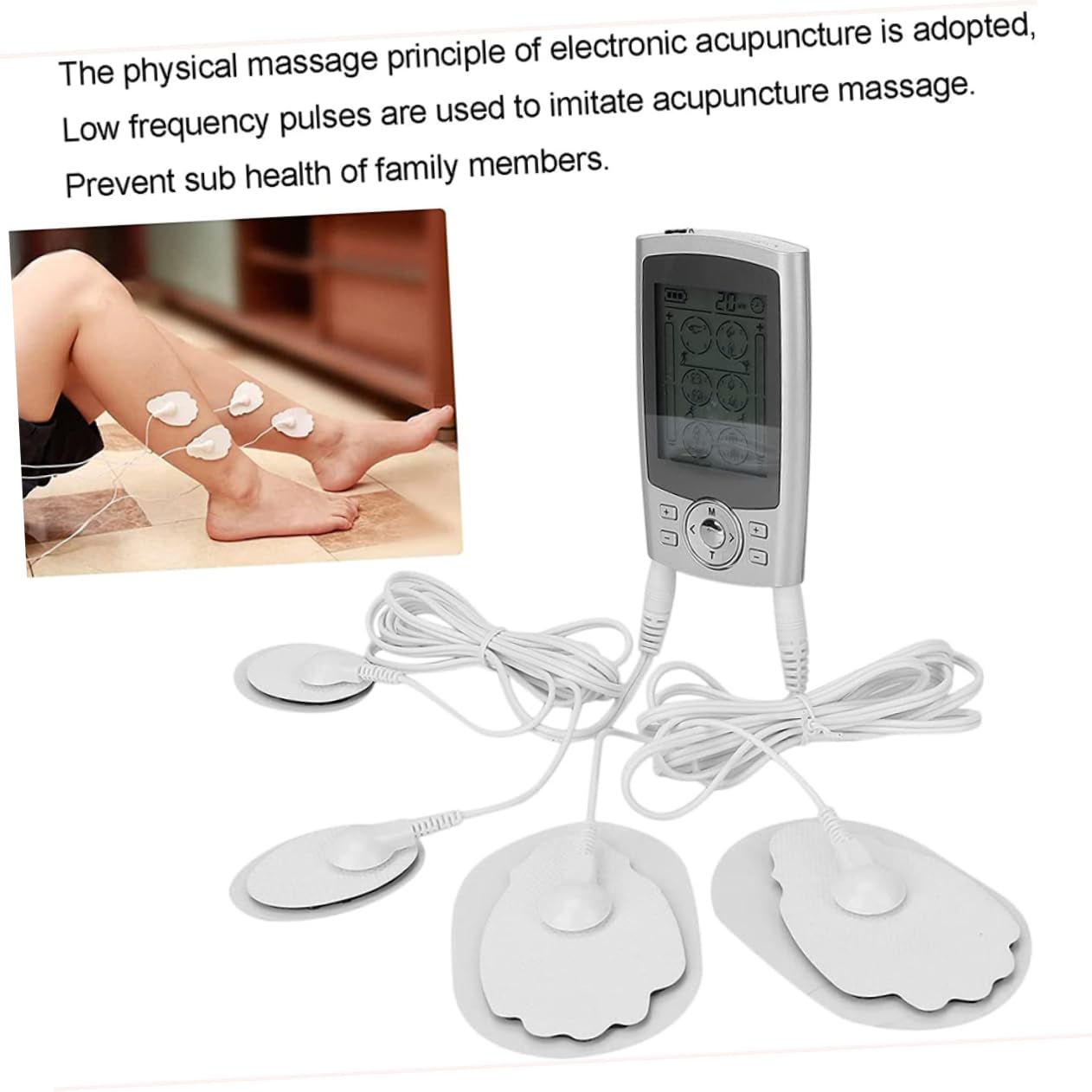 FOMIYES Masajeador de Espalda y Pulso de Baja Frecuencia, 8 Parches de Abs y Goma, para Uso en Casa y Tiendas de Masaje, Color Plata
