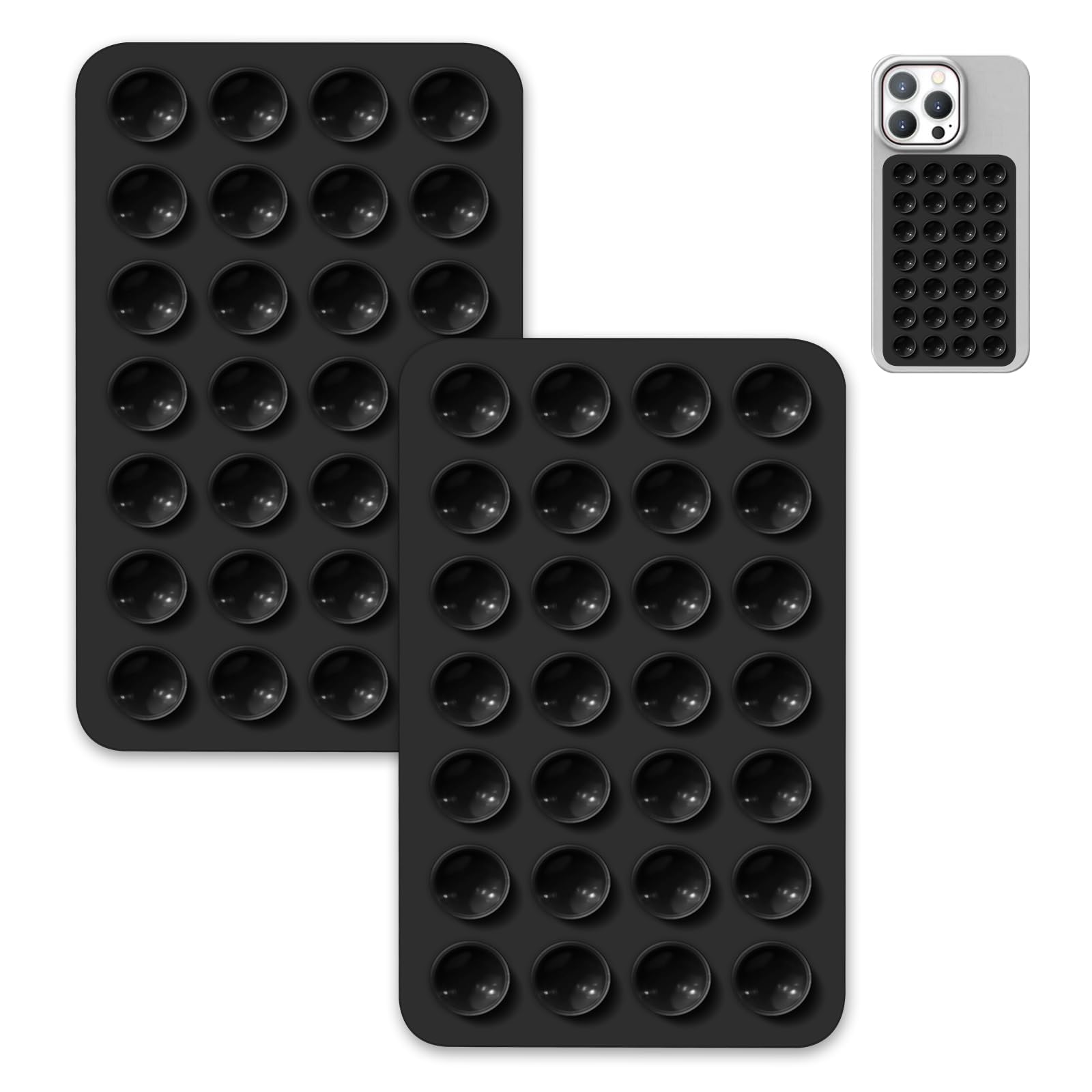 2 Pack Suction Cup Phone Case Mount Double-Sided,Silicon Sticky Phone Stand f...