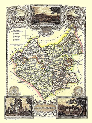 Puzzle de 1000 piezas del mapa de Old Leicestershire por Thomas Moule, arte cartográfico premium