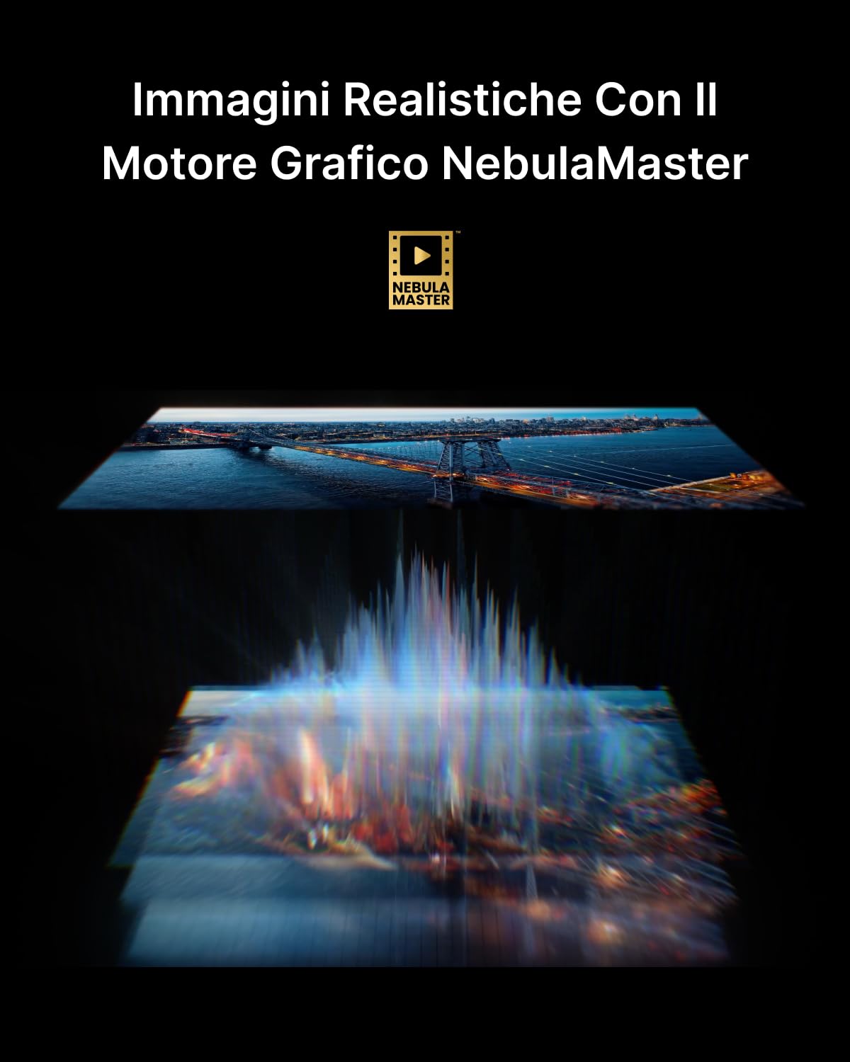 Nebula Cosmos 4K SE, Proiettore Dolby Vision HybridBeam, 1800 ANSI | Google TV, Netflix 4K, schermo 200", HybridBeam Laser + LED, autofocus, correzione trapezoidale e adattamento ambientale