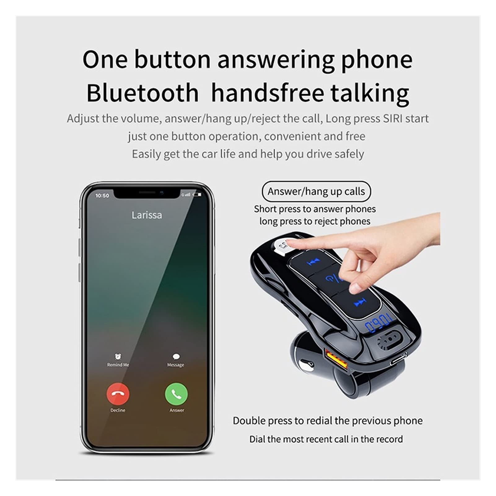 Adattatore Audio Bluetooth. Auto Pieghevole FM. Trasmettitore Bluetooth Bluetooth 5.0 MP3. Lettore Musicale PD3.0. Ricarica Rapida TF. Adattatore Radio Automatico Disco u Disco
