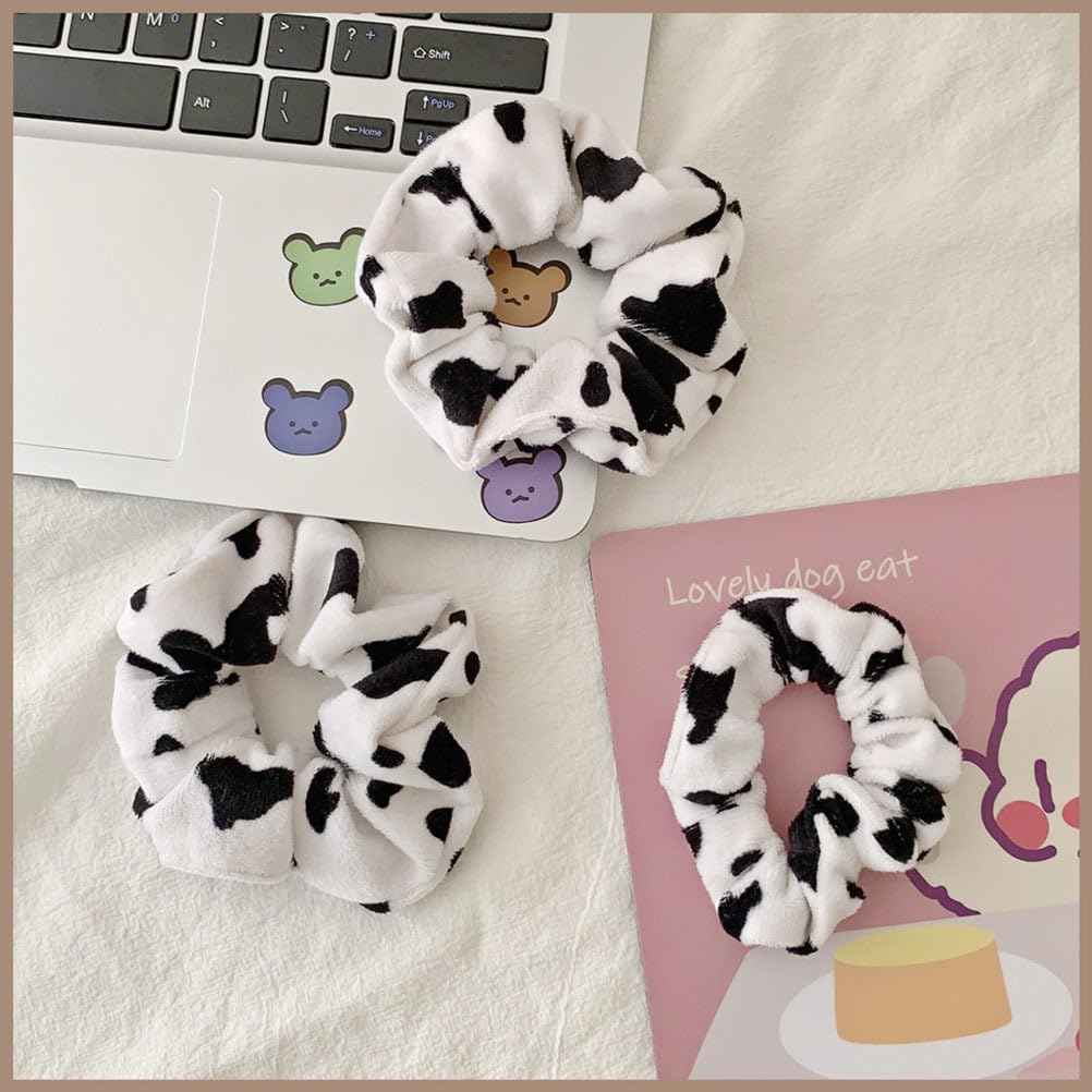 Baluue Cow Pattern Hair Scrunchies 10 Pack Soft Plush Ponytail Holders Elastic Hair Bands for Thick Curly Styling Accessories - Image 4