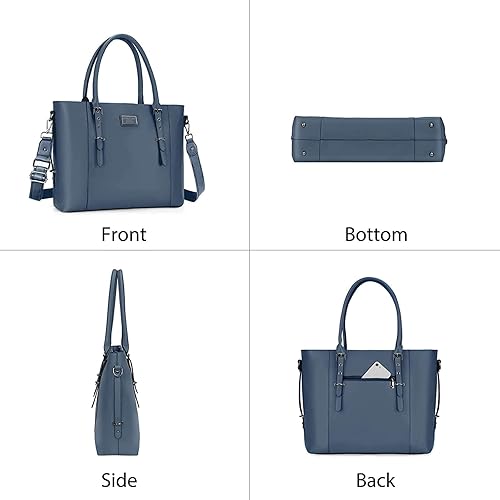 Miniatura 4 de MOSISO - Bolso de piel sintética para laptop, azul, 15.6 pulgadas