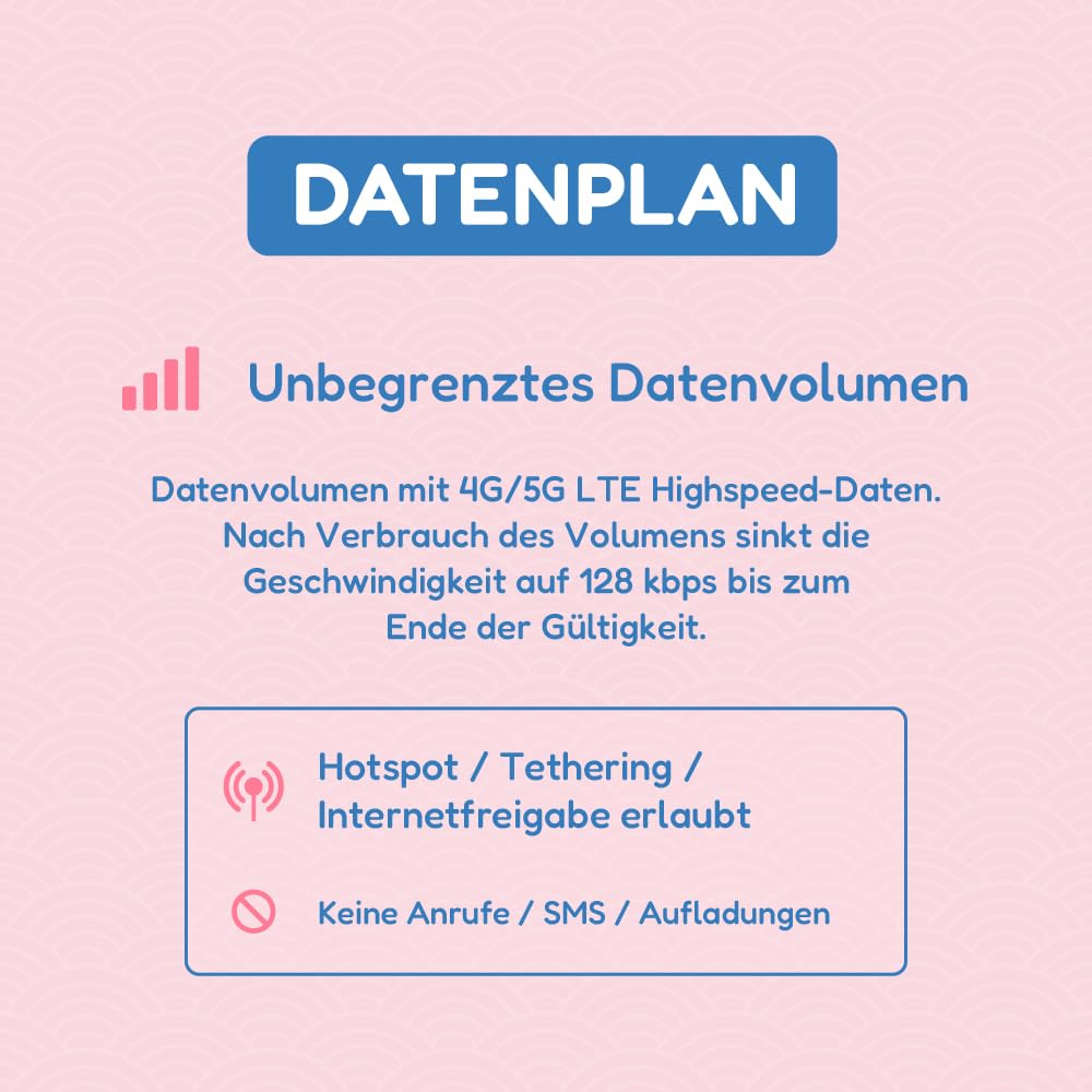 Japan SIM-Karte 30 Tage 30GB | Automatische Aktivierung | 5G-Netzwerk mit Tethering/Hotspot/Internetfreigabe