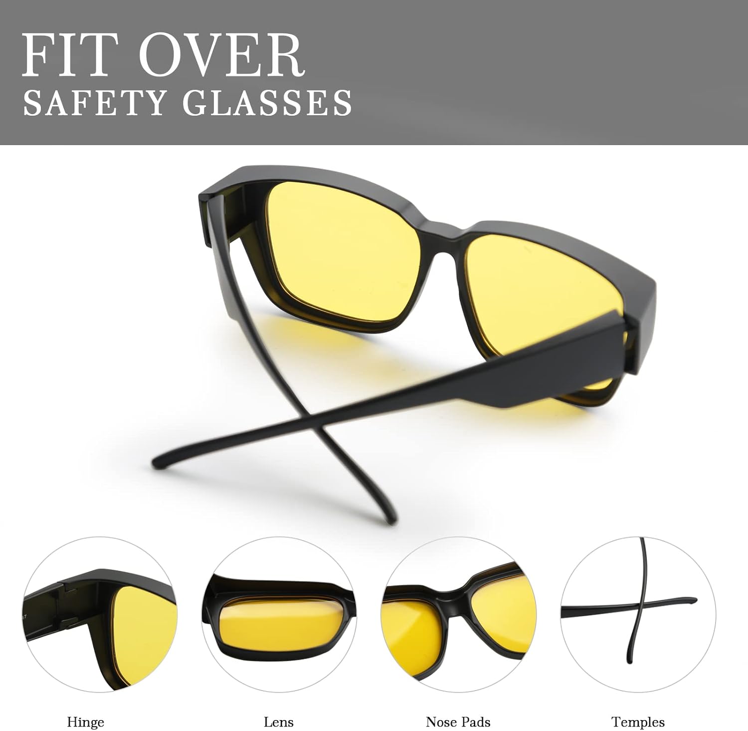 Miniatura 7 de OPTOFENDY over Glasses Sunglasses Night Vision Glasses over Glasses Fit over Blue Light Blocking Glasses Women Men