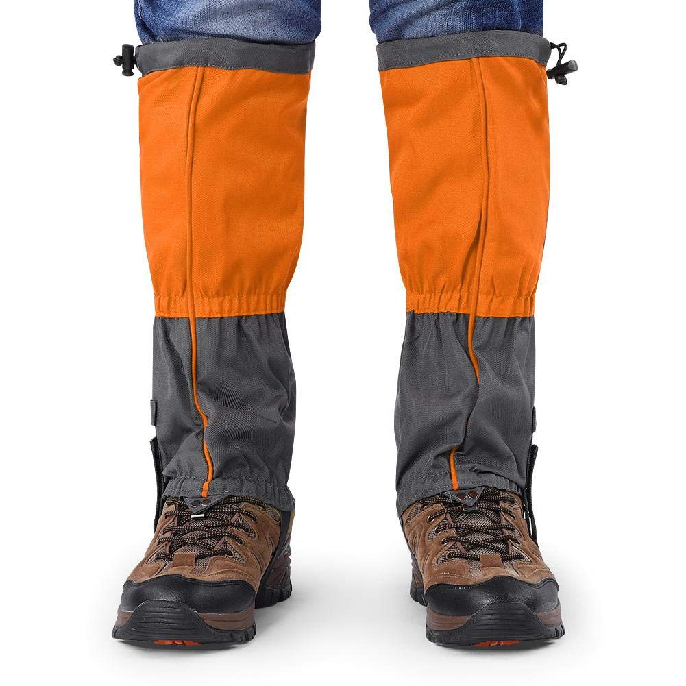 Ghette per Le Gambe, Antivento Impermeabili, Rilevatori Windproof, per Scarponi da Neve, Escursionismo, Camminata, Campeggio, Arrampicata, Caccia, Pesca (Arancia)