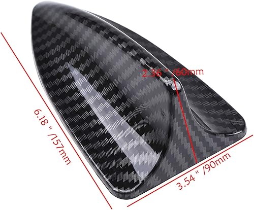 Miniatura 3 de Possbay Antena de aleta de tiburón de coche con aspecto de fibra de carbono, con cinta adhesiva, plástico ABS, ajuste universal, accesorios