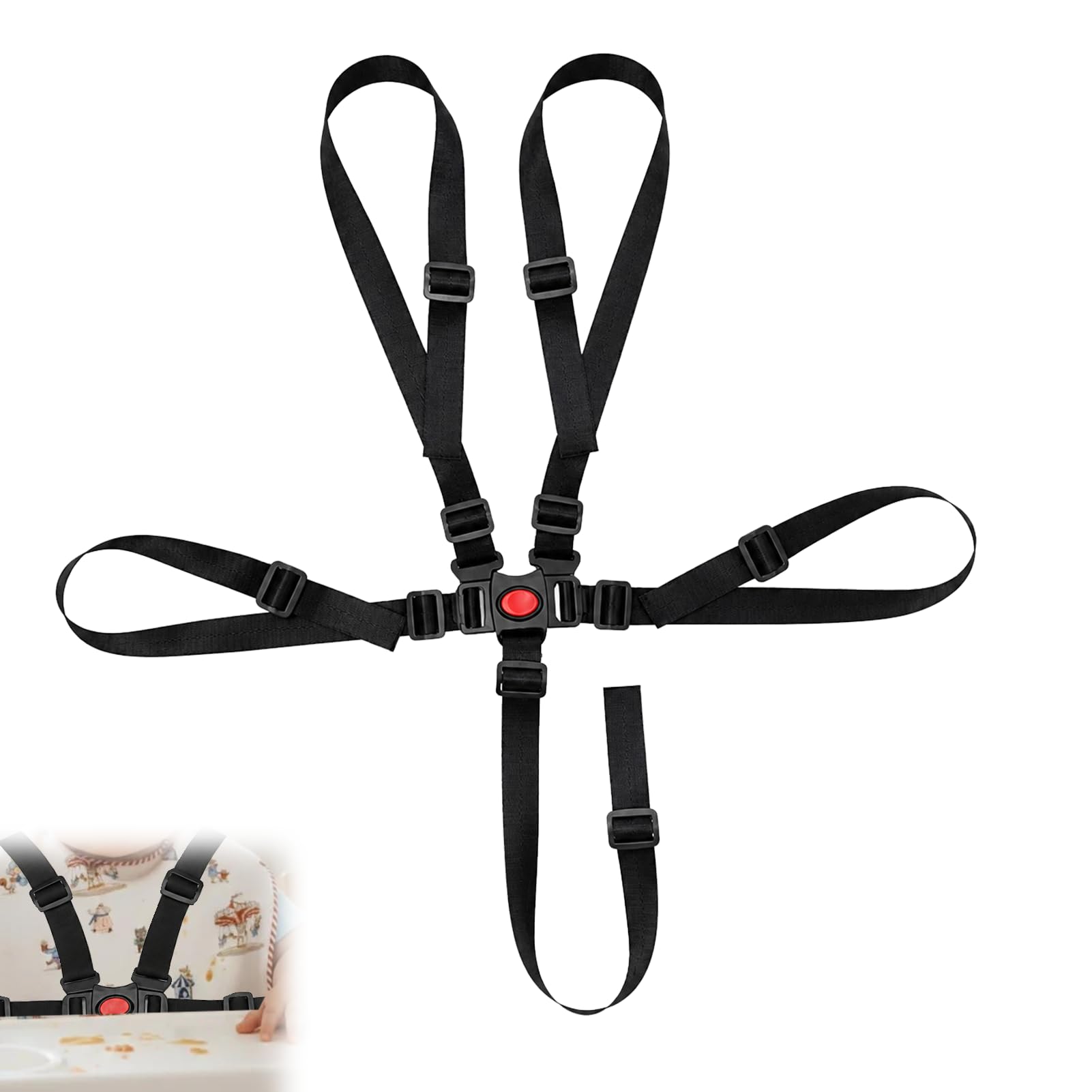 High Chair Straps, 5-Point Harness Belt, Safety Harness for High Chair, Replacement for Worn-Out Baby Gear, Secure Fit for Children 6 Months to 3 Years