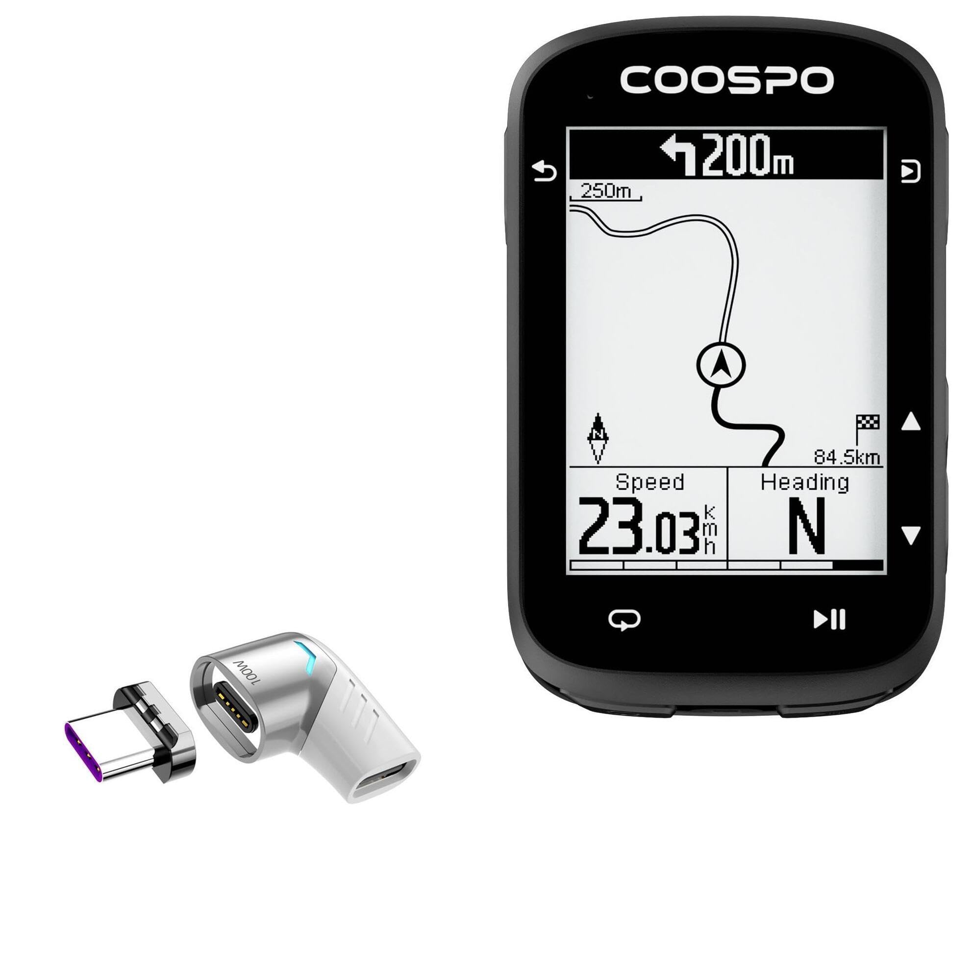 BoxWave Adapter Compatible with Coospo REALROAD CS500 GPS Bike Computer - MagnetoSnap PD Angle Adapter, Magnetic Charging Connector Device Saver - Metallic Silver