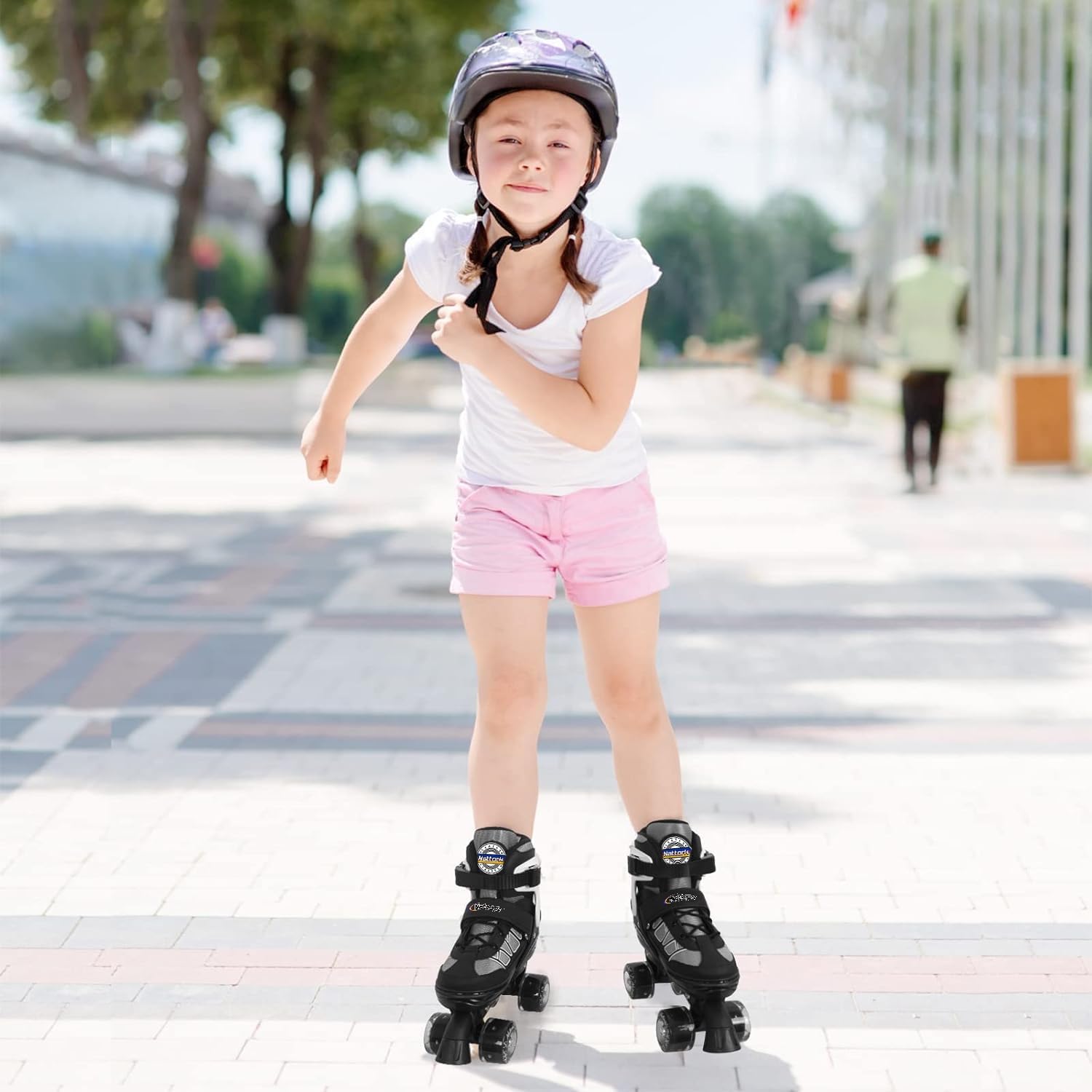 Nattork Patins à roulettes pour enfants, filles, garçons et débutants, 4 tailles, réglables avec roues lumineuses pour enfants et débutants, pour l'extérieur et l'intérieur