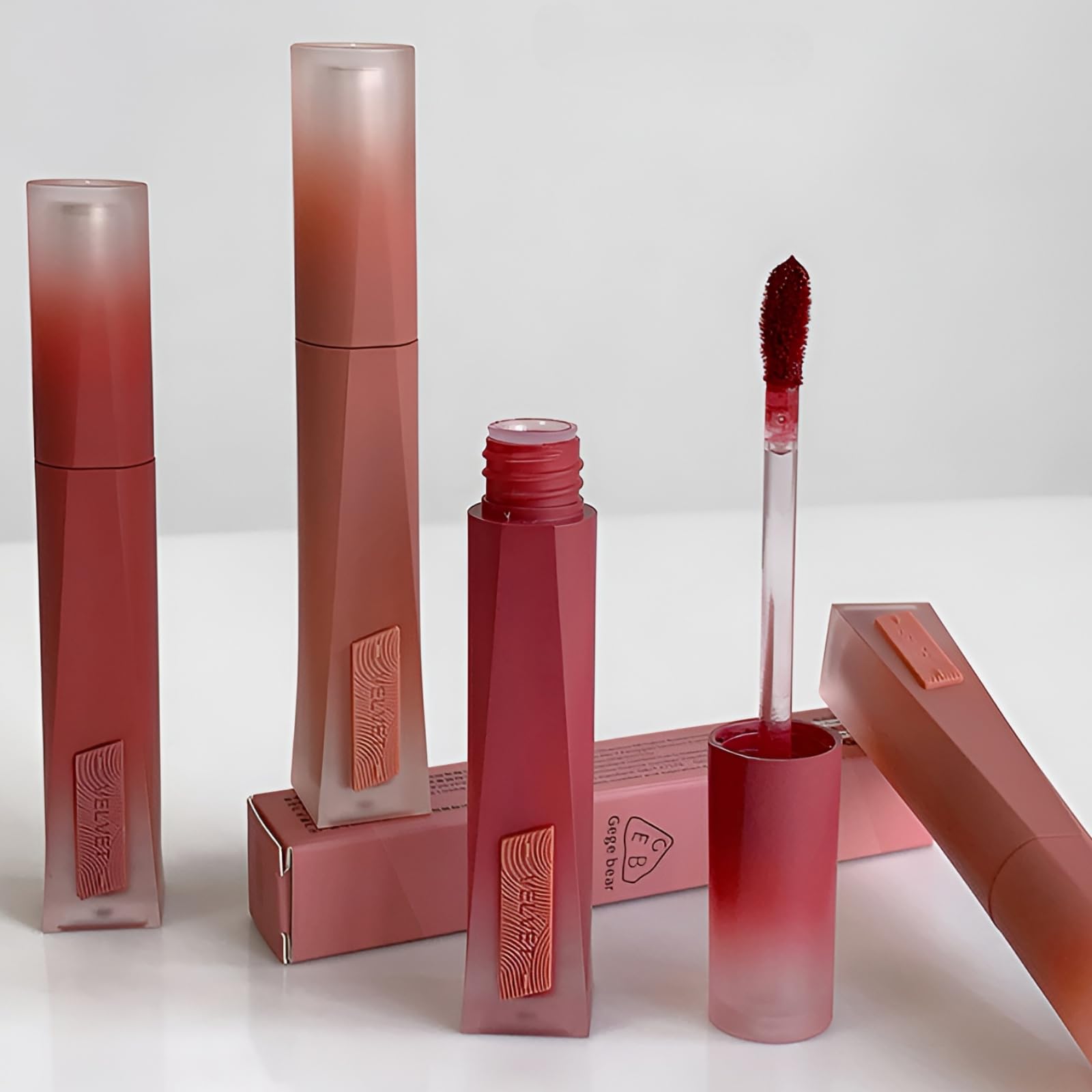 Gege Bear Velvet Couture Lip Gloss | Transfer-Proof Wear | Full-Coverage Color | Matte Finish | Lightweight Creamy | Long-Lasting Wear | Korean Beauty Inspired | Perfect for GRWM Looks (02#Deep Brown, 3g)-image-4