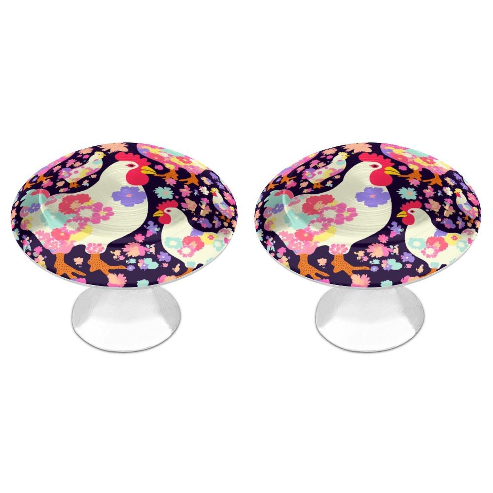 Btcowzrv Style Flower Heart Chicken 2 Pack Cabinet Knobs Drawer Pulls