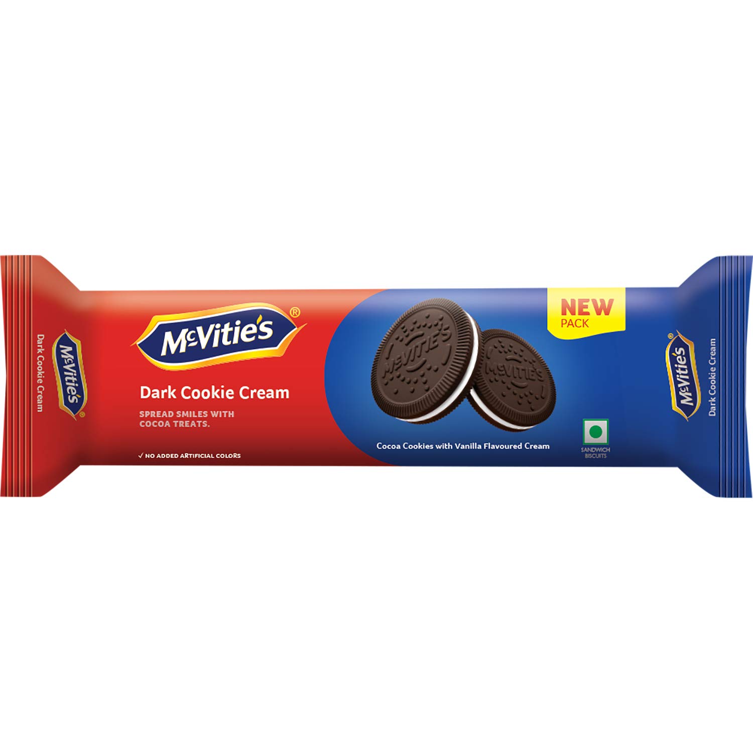 McVitie's Dark Cookie Cream Chocolate Biscuits with Goodness of Vanilla & Cocoa, 120g